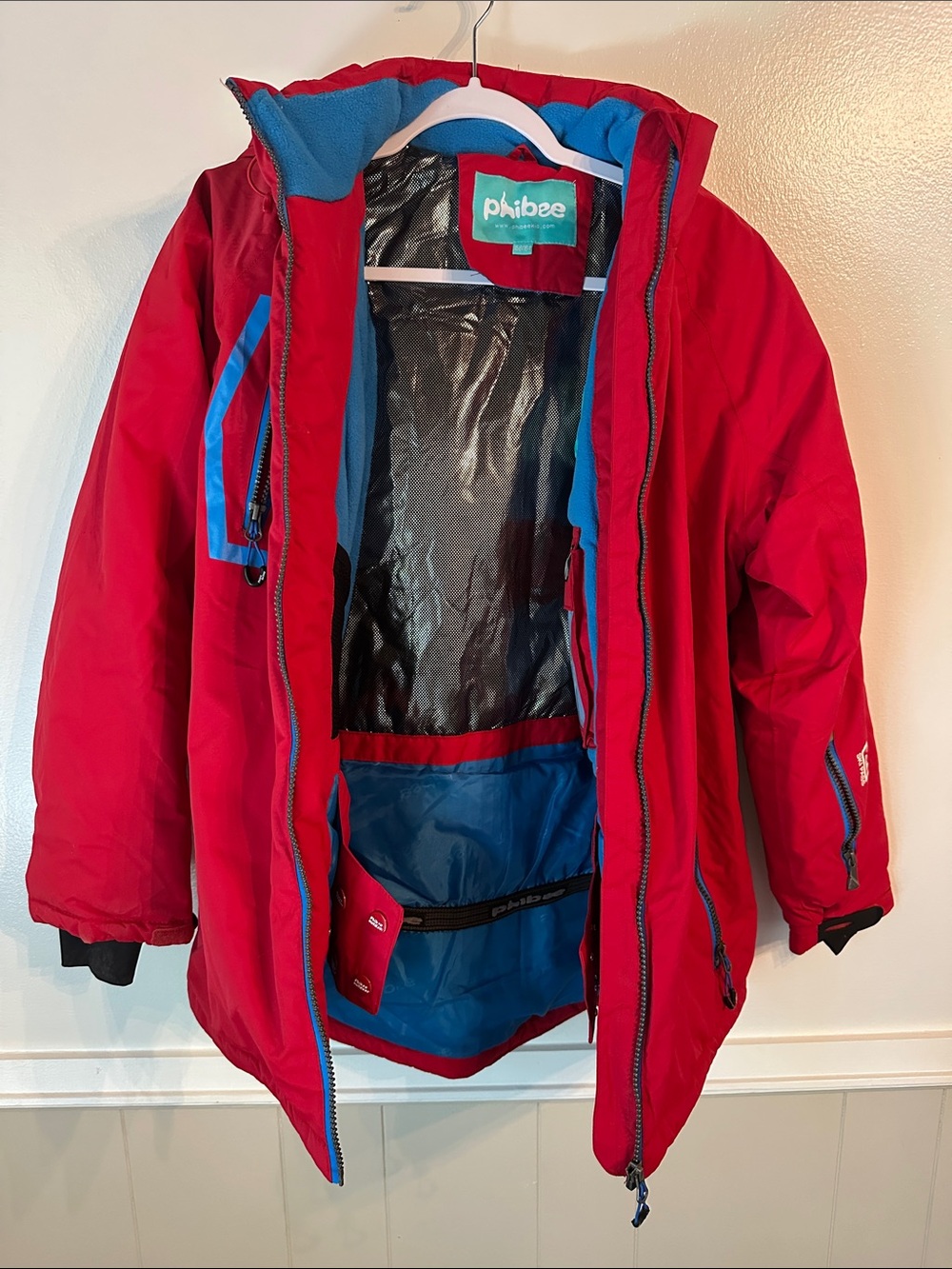 Phibee Kids Waterproof Ski Jacket Winter Snow coat Red/Blue size 14 (EU 158-164) - Picture 10 of 16